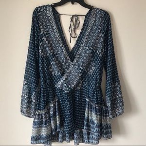 Free People Blue Boho Tunic Blouse